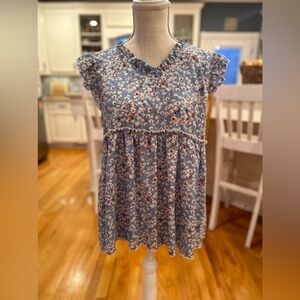 Hailey & Co. red white and blue poppy pattern doll top